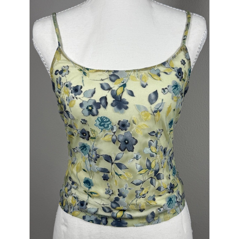XOXO Vintage Floral Cami Top Women's Small Y2k Burnout Mesh 90's